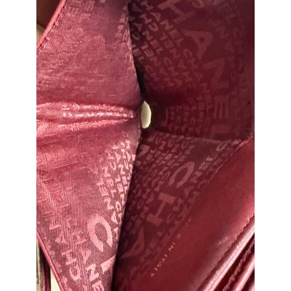 CHANEL l Icon Coco Women's Wallet Red Lambskin Bifold Authentic w/ Card & COA - Picture 6 of 16